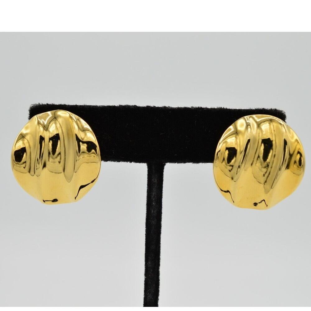 Erwin Pearl Vintage Earrings Clip On Chunky Metallic Round PEP Signed NOS  9E